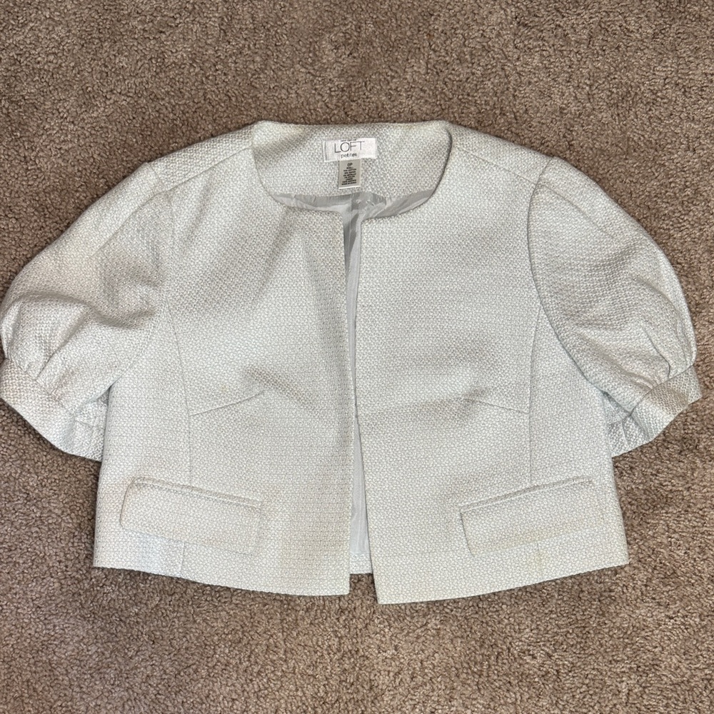 LOFT Women's Chic Cream Short Sleeve Blazer